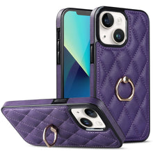 Load image into Gallery viewer, Rhombic PU Leather Phone Case with Ring Holder, For iPhone 14, For iPhone 14 Plus, For iPhone 14 Pro, For iPhone 14 Pro Max, For iPhone 13 mini, For iPhone 13