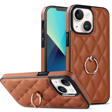 Load image into Gallery viewer, Rhombic PU Leather Phone Case with Ring Holder, For iPhone 14, For iPhone 14 Plus, For iPhone 14 Pro, For iPhone 14 Pro Max, For iPhone 13 mini, For iPhone 13