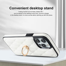 Load image into Gallery viewer, Rhombic PU Leather Phone Case with Ring Holder, For iPhone 13 Pro, For iPhone 13 Pro Max, For iPhone 12 mini, For iPhone 12 / 12 Pro, For iPhone 12 Pro Max, For iPhone 11