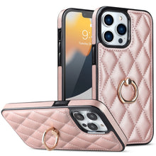 Load image into Gallery viewer, Rhombic PU Leather Phone Case with Ring Holder, For iPhone 13 Pro, For iPhone 13 Pro Max, For iPhone 12 mini, For iPhone 12 / 12 Pro, For iPhone 12 Pro Max, For iPhone 11