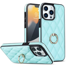 Load image into Gallery viewer, Rhombic PU Leather Phone Case with Ring Holder, For iPhone 13 Pro, For iPhone 13 Pro Max, For iPhone 12 mini, For iPhone 12 / 12 Pro, For iPhone 12 Pro Max, For iPhone 11