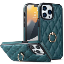 Load image into Gallery viewer, Rhombic PU Leather Phone Case with Ring Holder, For iPhone 13 Pro, For iPhone 13 Pro Max, For iPhone 12 mini, For iPhone 12 / 12 Pro, For iPhone 12 Pro Max, For iPhone 11