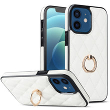 Load image into Gallery viewer, Rhombic PU Leather Phone Case with Ring Holder, For iPhone 13 Pro, For iPhone 13 Pro Max, For iPhone 12 mini, For iPhone 12 / 12 Pro, For iPhone 12 Pro Max, For iPhone 11