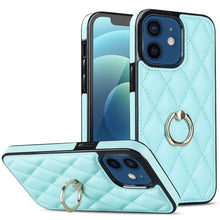 Load image into Gallery viewer, Rhombic PU Leather Phone Case with Ring Holder, For iPhone 13 Pro, For iPhone 13 Pro Max, For iPhone 12 mini, For iPhone 12 / 12 Pro, For iPhone 12 Pro Max, For iPhone 11