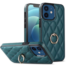 Load image into Gallery viewer, Rhombic PU Leather Phone Case with Ring Holder, For iPhone 13 Pro, For iPhone 13 Pro Max, For iPhone 12 mini, For iPhone 12 / 12 Pro, For iPhone 12 Pro Max, For iPhone 11
