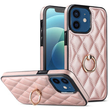 Load image into Gallery viewer, Rhombic PU Leather Phone Case with Ring Holder, For iPhone 13 Pro, For iPhone 13 Pro Max, For iPhone 12 mini, For iPhone 12 / 12 Pro, For iPhone 12 Pro Max, For iPhone 11