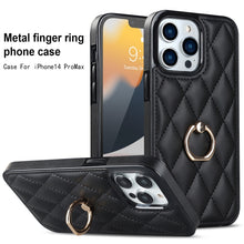 Load image into Gallery viewer, Rhombic PU Leather Phone Case with Ring Holder, For iPhone 13 Pro, For iPhone 13 Pro Max, For iPhone 12 mini, For iPhone 12 / 12 Pro, For iPhone 12 Pro Max, For iPhone 11