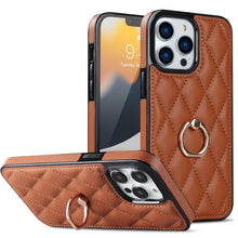 Load image into Gallery viewer, Rhombic PU Leather Phone Case with Ring Holder, For iPhone 13 Pro, For iPhone 13 Pro Max, For iPhone 12 mini, For iPhone 12 / 12 Pro, For iPhone 12 Pro Max, For iPhone 11