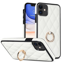 Load image into Gallery viewer, Rhombic PU Leather Phone Case with Ring Holder, For iPhone 13 Pro, For iPhone 13 Pro Max, For iPhone 12 mini, For iPhone 12 / 12 Pro, For iPhone 12 Pro Max, For iPhone 11