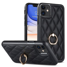 Load image into Gallery viewer, Rhombic PU Leather Phone Case with Ring Holder, For iPhone 13 Pro, For iPhone 13 Pro Max, For iPhone 12 mini, For iPhone 12 / 12 Pro, For iPhone 12 Pro Max, For iPhone 11