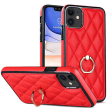 Load image into Gallery viewer, Rhombic PU Leather Phone Case with Ring Holder, For iPhone 13 Pro, For iPhone 13 Pro Max, For iPhone 12 mini, For iPhone 12 / 12 Pro, For iPhone 12 Pro Max, For iPhone 11