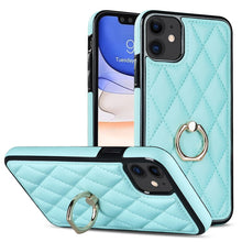 Load image into Gallery viewer, Rhombic PU Leather Phone Case with Ring Holder, For iPhone 13 Pro, For iPhone 13 Pro Max, For iPhone 12 mini, For iPhone 12 / 12 Pro, For iPhone 12 Pro Max, For iPhone 11