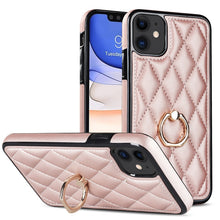Load image into Gallery viewer, Rhombic PU Leather Phone Case with Ring Holder, For iPhone 13 Pro, For iPhone 13 Pro Max, For iPhone 12 mini, For iPhone 12 / 12 Pro, For iPhone 12 Pro Max, For iPhone 11