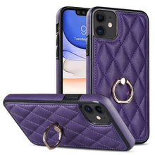 Load image into Gallery viewer, Rhombic PU Leather Phone Case with Ring Holder, For iPhone 13 Pro, For iPhone 13 Pro Max, For iPhone 12 mini, For iPhone 12 / 12 Pro, For iPhone 12 Pro Max, For iPhone 11