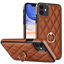 Load image into Gallery viewer, Rhombic PU Leather Phone Case with Ring Holder, For iPhone 13 Pro, For iPhone 13 Pro Max, For iPhone 12 mini, For iPhone 12 / 12 Pro, For iPhone 12 Pro Max, For iPhone 11