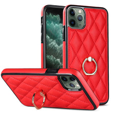 Load image into Gallery viewer, Rhombic PU Leather Phone Case with Ring Holder, For iPhone 11 Pro, For iPhone 11 Pro Max, For iPhone X / XS, For iPhone XR, For iPhone XS Max, For iPhone SE 2020 / SE 2022 / 7 / 8