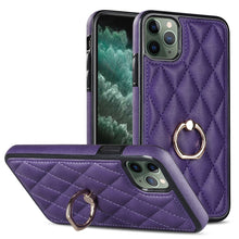 Load image into Gallery viewer, Rhombic PU Leather Phone Case with Ring Holder, For iPhone 11 Pro, For iPhone 11 Pro Max, For iPhone X / XS, For iPhone XR, For iPhone XS Max, For iPhone SE 2020 / SE 2022 / 7 / 8