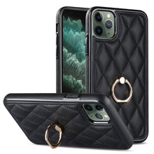 Load image into Gallery viewer, Rhombic PU Leather Phone Case with Ring Holder, For iPhone 11 Pro, For iPhone 11 Pro Max, For iPhone X / XS, For iPhone XR, For iPhone XS Max, For iPhone SE 2020 / SE 2022 / 7 / 8