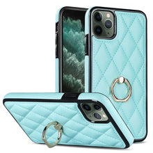 Load image into Gallery viewer, Rhombic PU Leather Phone Case with Ring Holder, For iPhone 11 Pro, For iPhone 11 Pro Max, For iPhone X / XS, For iPhone XR, For iPhone XS Max, For iPhone SE 2020 / SE 2022 / 7 / 8