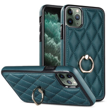 Load image into Gallery viewer, Rhombic PU Leather Phone Case with Ring Holder, For iPhone 11 Pro, For iPhone 11 Pro Max, For iPhone X / XS, For iPhone XR, For iPhone XS Max, For iPhone SE 2020 / SE 2022 / 7 / 8