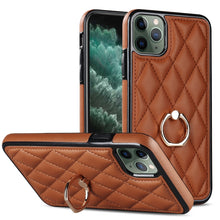 Load image into Gallery viewer, Rhombic PU Leather Phone Case with Ring Holder, For iPhone 11 Pro, For iPhone 11 Pro Max, For iPhone X / XS, For iPhone XR, For iPhone XS Max, For iPhone SE 2020 / SE 2022 / 7 / 8