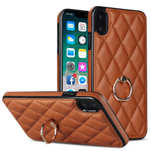 Load image into Gallery viewer, Rhombic PU Leather Phone Case with Ring Holder, For iPhone 11 Pro, For iPhone 11 Pro Max, For iPhone X / XS, For iPhone XR, For iPhone XS Max, For iPhone SE 2020 / SE 2022 / 7 / 8