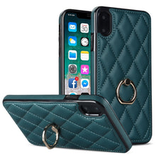 Load image into Gallery viewer, Rhombic PU Leather Phone Case with Ring Holder, For iPhone 11 Pro, For iPhone 11 Pro Max, For iPhone X / XS, For iPhone XR, For iPhone XS Max, For iPhone SE 2020 / SE 2022 / 7 / 8