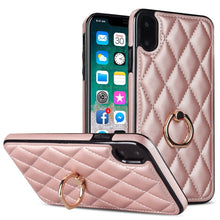 Load image into Gallery viewer, Rhombic PU Leather Phone Case with Ring Holder, For iPhone 11 Pro, For iPhone 11 Pro Max, For iPhone X / XS, For iPhone XR, For iPhone XS Max, For iPhone SE 2020 / SE 2022 / 7 / 8
