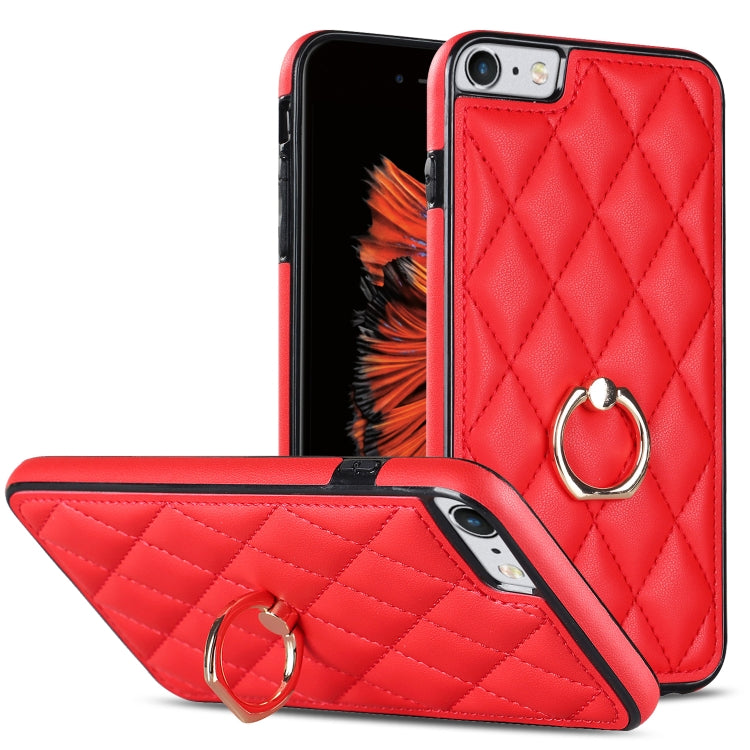 Rhombic PU Leather Phone Case with Ring Holder, For iPhone 11 Pro, For iPhone 11 Pro Max, For iPhone X / XS, For iPhone XR, For iPhone XS Max, For iPhone SE 2020 / SE 2022 / 7 / 8