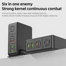 Load image into Gallery viewer, 818H 120W Type-C + USB 6-Ports Desktop Fast Charger, US Plug, UK Plug, EU Plug, AU Plug