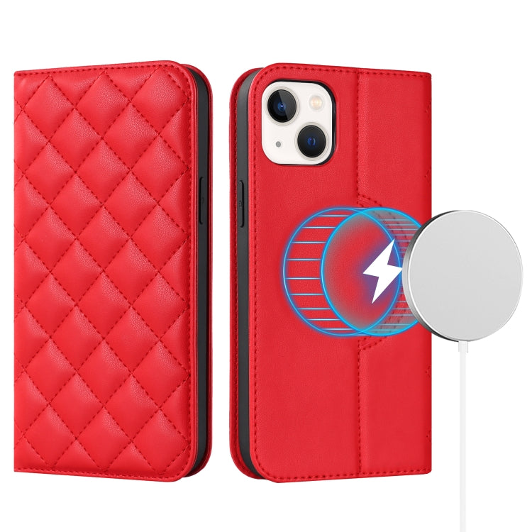 Rhombic MagSafe RFID Anti-Theft Wallet Leather Phone Case, For iPhone 14, For iPhone 14 Plus, For iPhone 14 Pro, For iPhone 14 Pro Max, For iPhone 13 mini, For iPhone 13