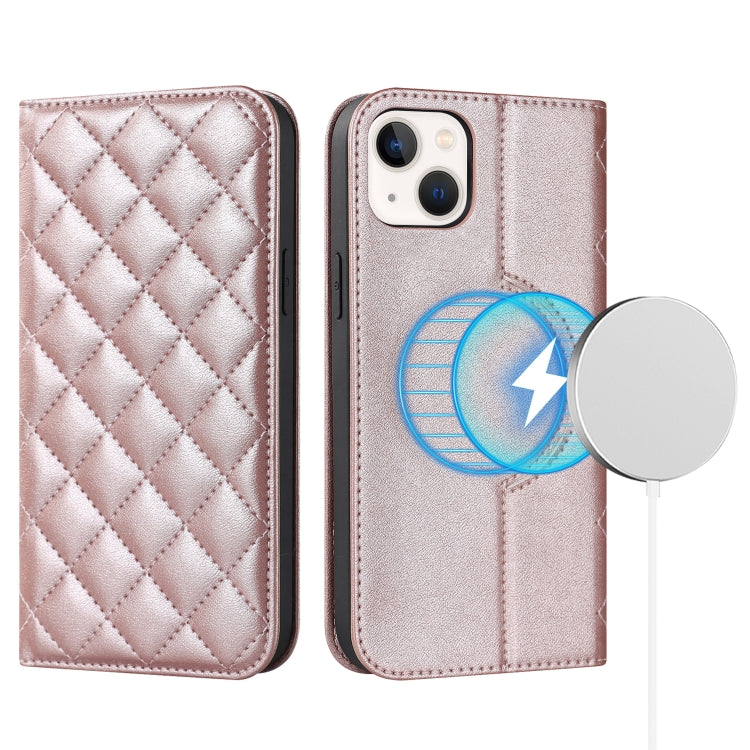 Rhombic MagSafe RFID Anti-Theft Wallet Leather Phone Case, For iPhone 14, For iPhone 14 Plus, For iPhone 14 Pro, For iPhone 14 Pro Max, For iPhone 13 mini, For iPhone 13