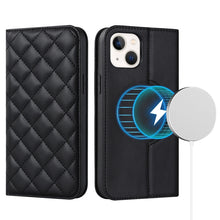 Load image into Gallery viewer, Rhombic MagSafe RFID Anti-Theft Wallet Leather Phone Case, For iPhone 14, For iPhone 14 Plus, For iPhone 14 Pro, For iPhone 14 Pro Max, For iPhone 13 mini, For iPhone 13