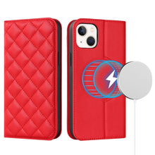 Load image into Gallery viewer, Rhombic MagSafe RFID Anti-Theft Wallet Leather Phone Case, For iPhone 14, For iPhone 14 Plus, For iPhone 14 Pro, For iPhone 14 Pro Max, For iPhone 13 mini, For iPhone 13