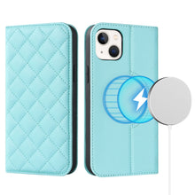 Load image into Gallery viewer, Rhombic MagSafe RFID Anti-Theft Wallet Leather Phone Case, For iPhone 14, For iPhone 14 Plus, For iPhone 14 Pro, For iPhone 14 Pro Max, For iPhone 13 mini, For iPhone 13
