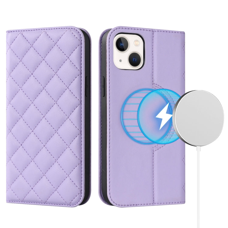 Rhombic MagSafe RFID Anti-Theft Wallet Leather Phone Case, For iPhone 14, For iPhone 14 Plus, For iPhone 14 Pro, For iPhone 14 Pro Max, For iPhone 13 mini, For iPhone 13