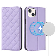 Load image into Gallery viewer, Rhombic MagSafe RFID Anti-Theft Wallet Leather Phone Case, For iPhone 14, For iPhone 14 Plus, For iPhone 14 Pro, For iPhone 14 Pro Max, For iPhone 13 mini, For iPhone 13