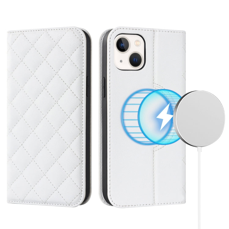 Rhombic MagSafe RFID Anti-Theft Wallet Leather Phone Case, For iPhone 14, For iPhone 14 Plus, For iPhone 14 Pro, For iPhone 14 Pro Max, For iPhone 13 mini, For iPhone 13