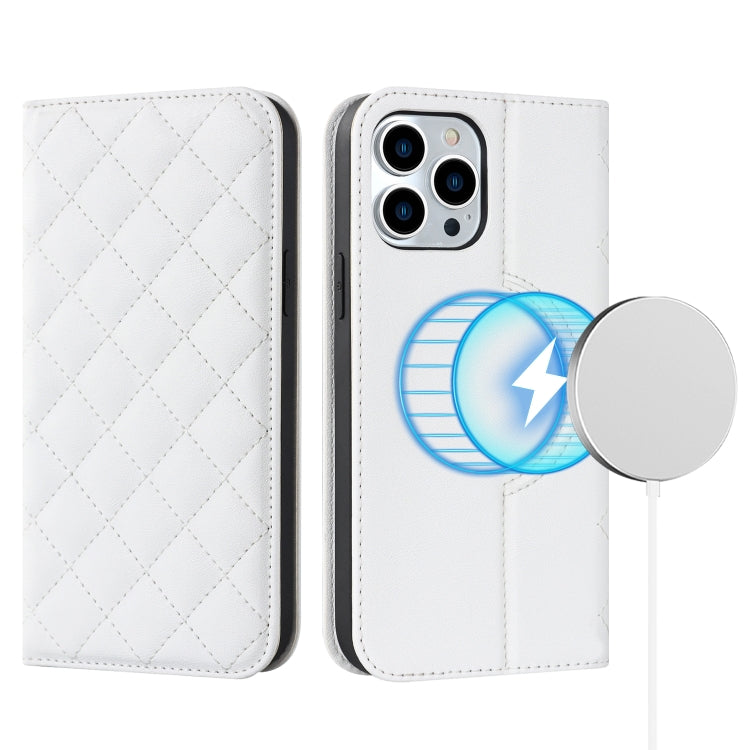Rhombic MagSafe RFID Anti-Theft Wallet Leather Phone Case, For iPhone 13 Pro, For iPhone 13 Pro Max, For iPhone 12 mini, For iPhone 12 / 12 Pro, For iPhone 12 Pro Max
