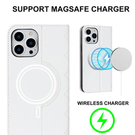 Rhombic MagSafe RFID Anti-Theft Wallet Leather Phone Case, For iPhone 13 Pro, For iPhone 13 Pro Max, For iPhone 12 mini, For iPhone 12 / 12 Pro, For iPhone 12 Pro Max