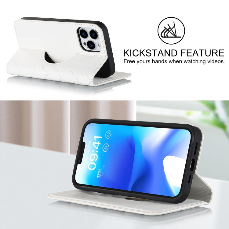Rhombic MagSafe RFID Anti-Theft Wallet Leather Phone Case, For iPhone 13 Pro, For iPhone 13 Pro Max, For iPhone 12 mini, For iPhone 12 / 12 Pro, For iPhone 12 Pro Max