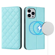 Load image into Gallery viewer, Rhombic MagSafe RFID Anti-Theft Wallet Leather Phone Case, For iPhone 13 Pro, For iPhone 13 Pro Max, For iPhone 12 mini, For iPhone 12 / 12 Pro, For iPhone 12 Pro Max