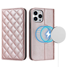 Load image into Gallery viewer, Rhombic MagSafe RFID Anti-Theft Wallet Leather Phone Case, For iPhone 13 Pro, For iPhone 13 Pro Max, For iPhone 12 mini, For iPhone 12 / 12 Pro, For iPhone 12 Pro Max