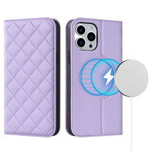 Load image into Gallery viewer, Rhombic MagSafe RFID Anti-Theft Wallet Leather Phone Case, For iPhone 13 Pro, For iPhone 13 Pro Max, For iPhone 12 mini, For iPhone 12 / 12 Pro, For iPhone 12 Pro Max