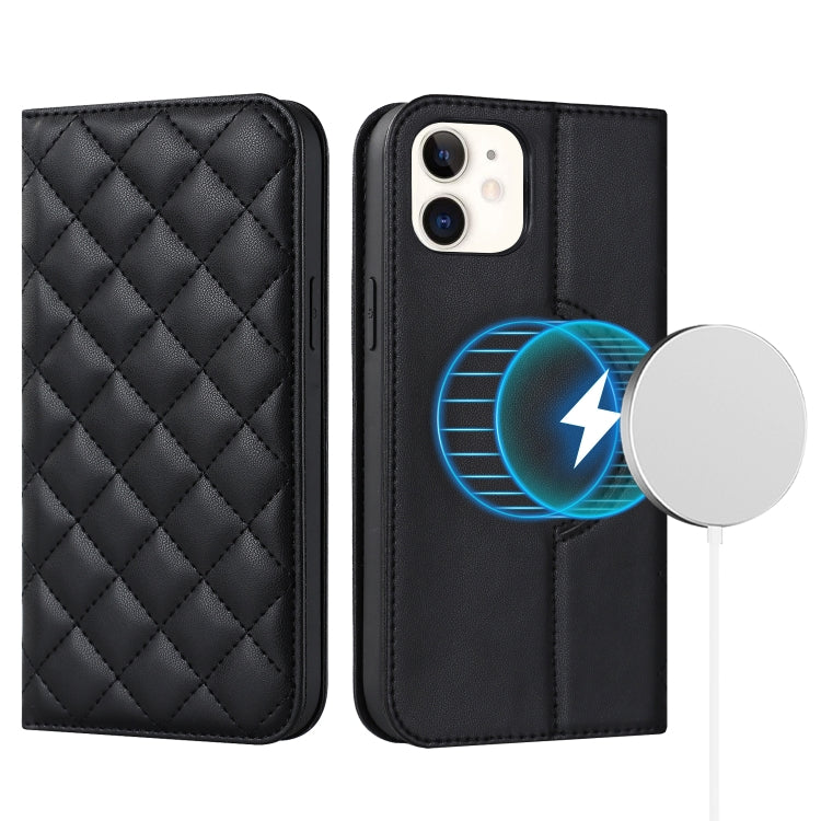 Rhombic MagSafe RFID Anti-Theft Wallet Leather Phone Case, For iPhone 13 Pro, For iPhone 13 Pro Max, For iPhone 12 mini, For iPhone 12 / 12 Pro, For iPhone 12 Pro Max