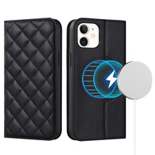 Load image into Gallery viewer, Rhombic MagSafe RFID Anti-Theft Wallet Leather Phone Case, For iPhone 13 Pro, For iPhone 13 Pro Max, For iPhone 12 mini, For iPhone 12 / 12 Pro, For iPhone 12 Pro Max
