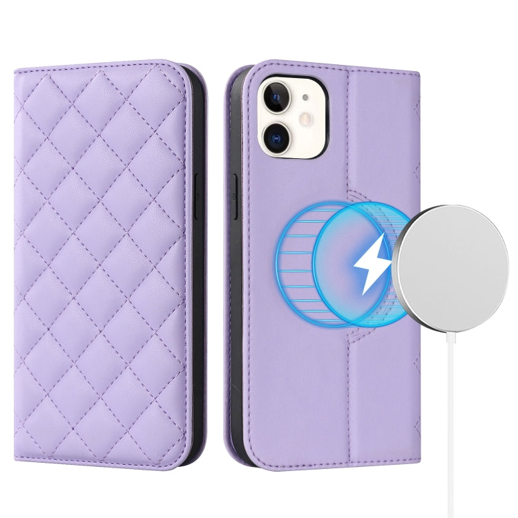 Rhombic MagSafe RFID Anti-Theft Wallet Leather Phone Case, For iPhone 13 Pro, For iPhone 13 Pro Max, For iPhone 12 mini, For iPhone 12 / 12 Pro, For iPhone 12 Pro Max