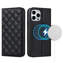 Load image into Gallery viewer, Rhombic MagSafe RFID Anti-Theft Wallet Leather Phone Case, For iPhone 13 Pro, For iPhone 13 Pro Max, For iPhone 12 mini, For iPhone 12 / 12 Pro, For iPhone 12 Pro Max