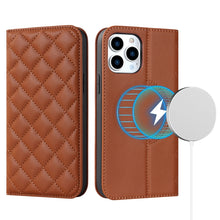 Load image into Gallery viewer, Rhombic MagSafe RFID Anti-Theft Wallet Leather Phone Case, For iPhone 13 Pro, For iPhone 13 Pro Max, For iPhone 12 mini, For iPhone 12 / 12 Pro, For iPhone 12 Pro Max