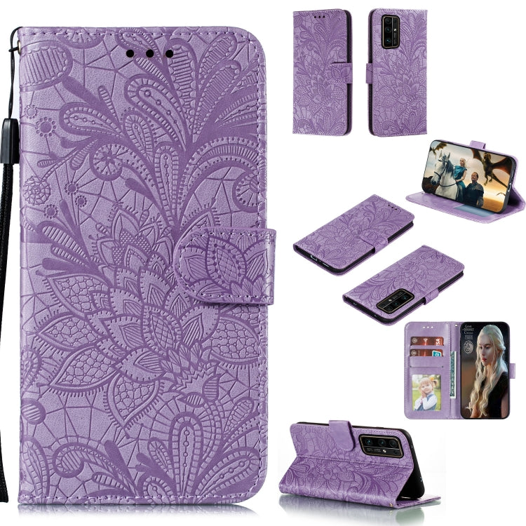 Lace Flower Embossing Pattern Horizontal Flip Leather Case , with Holder & Card Slots & Wallet & Photo Frame & Lanyard